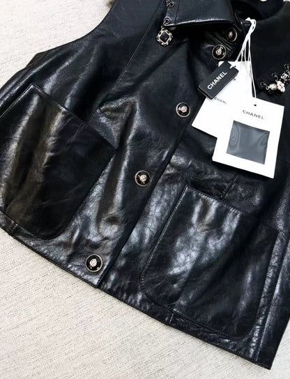 Chanel 24A black leather vest