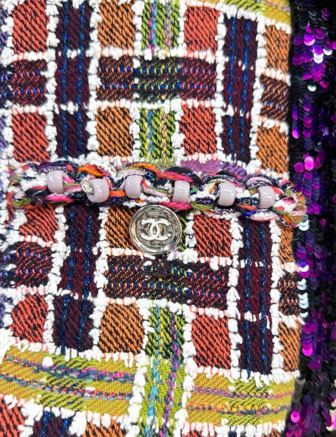 Chanel 23A purple sequin tweed jacket – Wararni.com