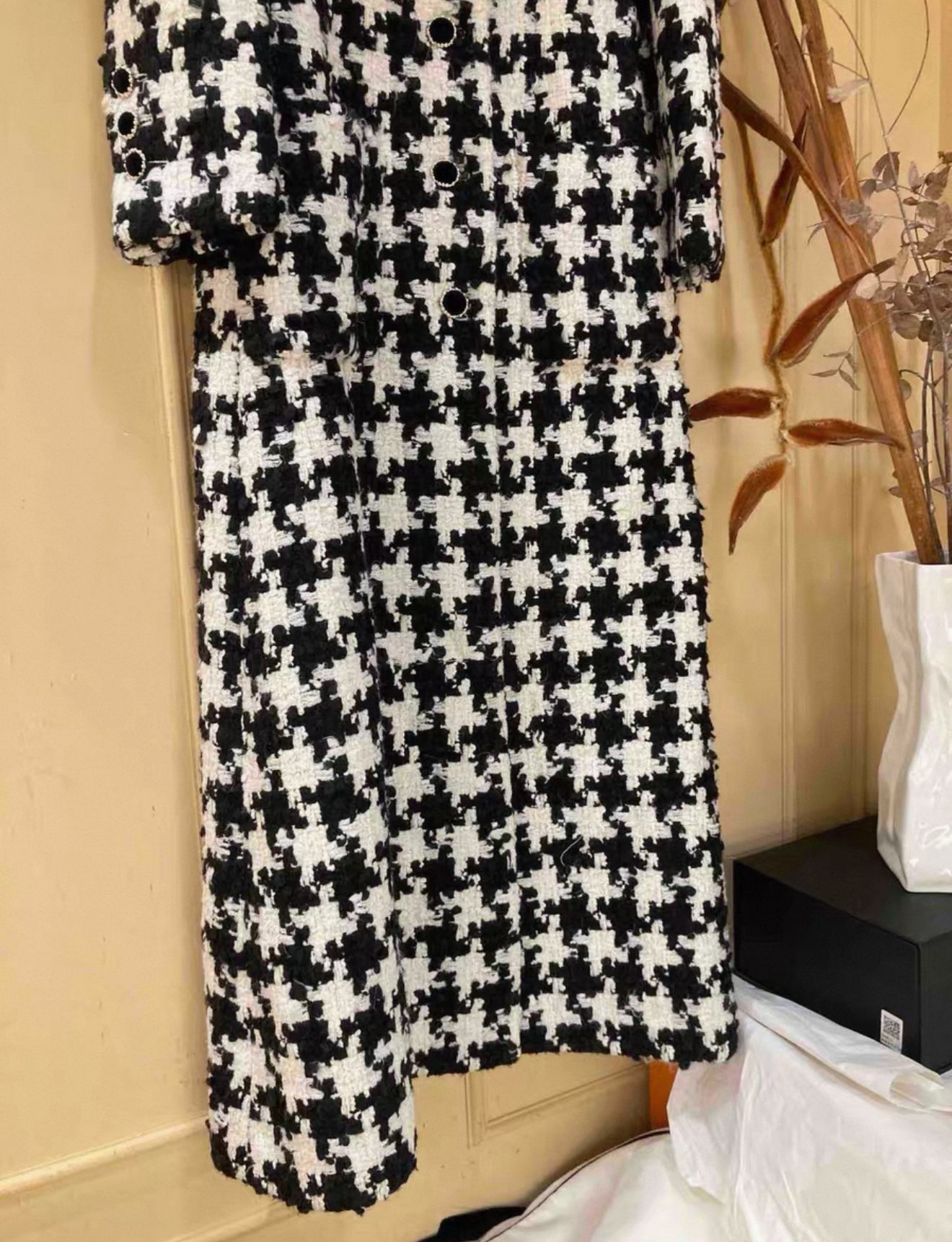 Rare Chanel 2021 Black 
White Long Coat/Dress 40