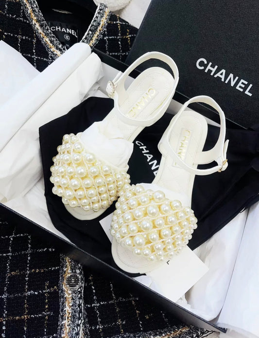 Chanel Pearl sandals size 37C