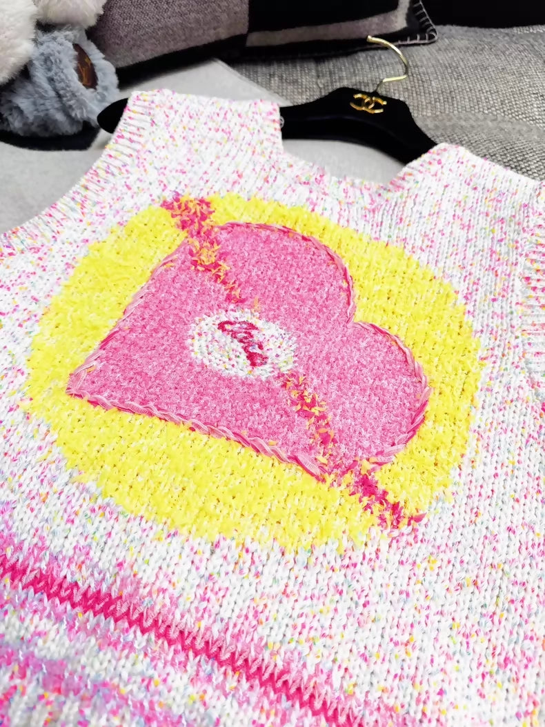 Chanel 24C Pink Heart Knit Top