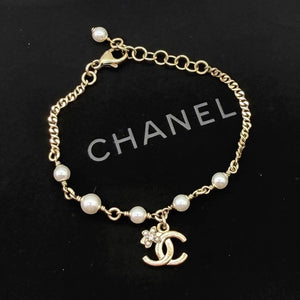 Chanel double C pendant pearl bracelet