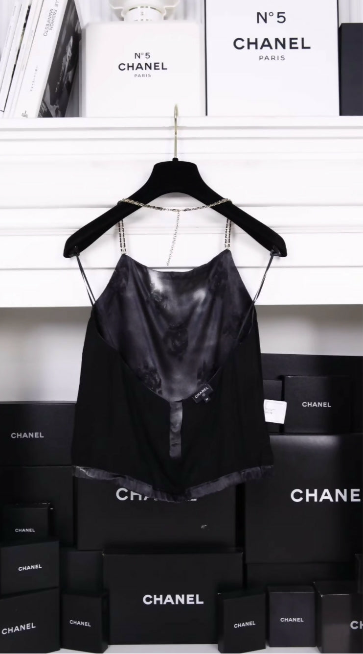 Chanel 22A Black Silk Skirt