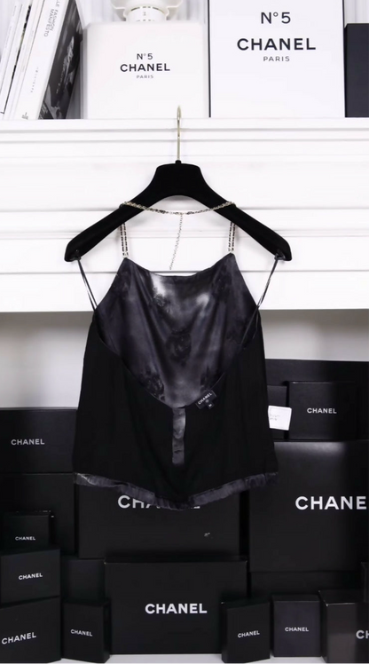 Chanel 22A Black Silk Skirt