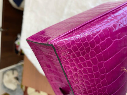 HERMÈS MINI KELLY POCHETTE ROSE SCHEHERAZADE SHINY ALLIGATOR GOLD HARDWARE