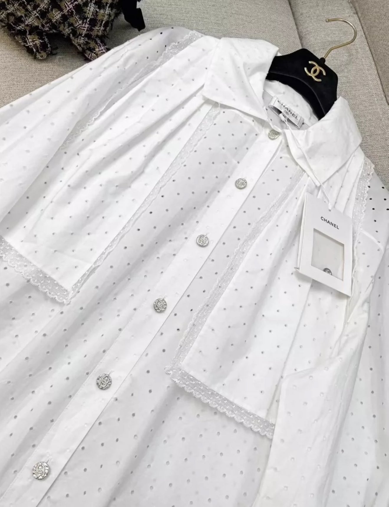 Chanel 23S white blouse shirt