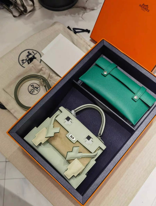 Hermès "Quelle Idolle" Picto Kelly Doll Vert Fizz Epsom Palladium Hardware