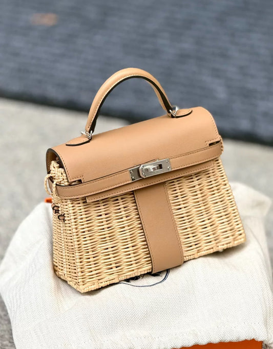 HERMÈS Kelly Picnic Mini Chai (0M) Swift leather Palladium hardware