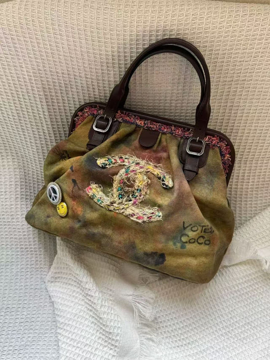 Chanel 2015 Green Graffiti Tote Bag