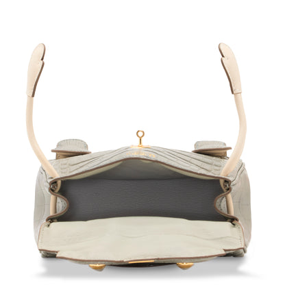 Hermes Kelly Doll Quelle Idole Gris Perle Matte Alligator & Craie Swift Leather with Gold Hardware