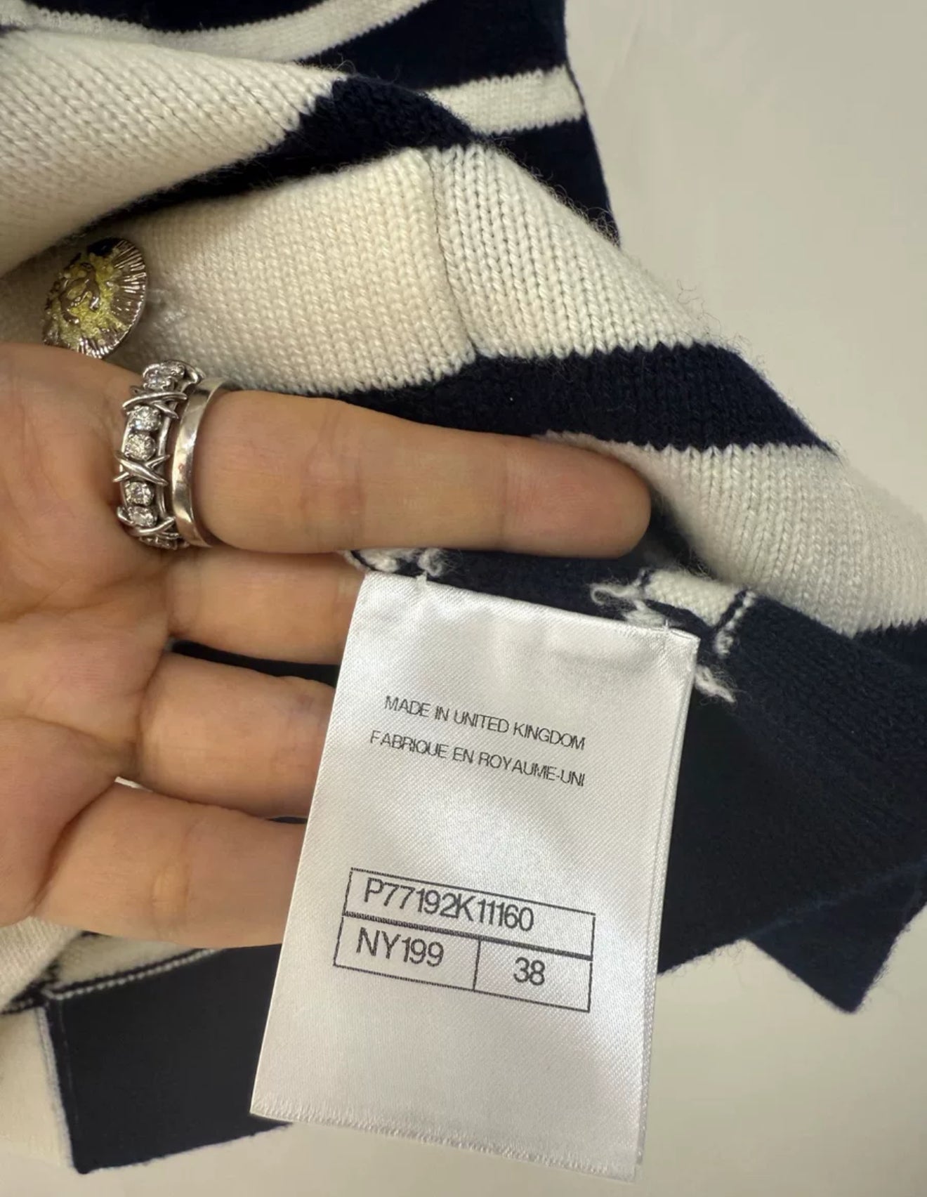 Chanel 24S black and white striped knitted vest
