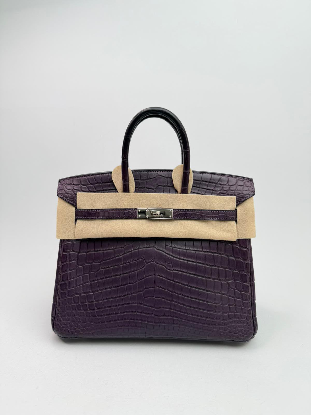 Hermes Birkin 25 Amethyst Matte Porosus Palladium Hardware