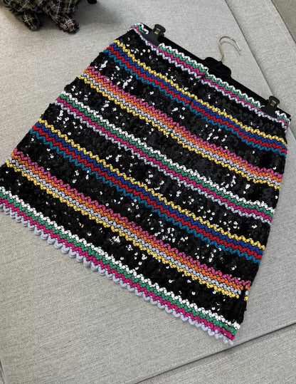 Chanel 22S Black & Multicolor Skirt