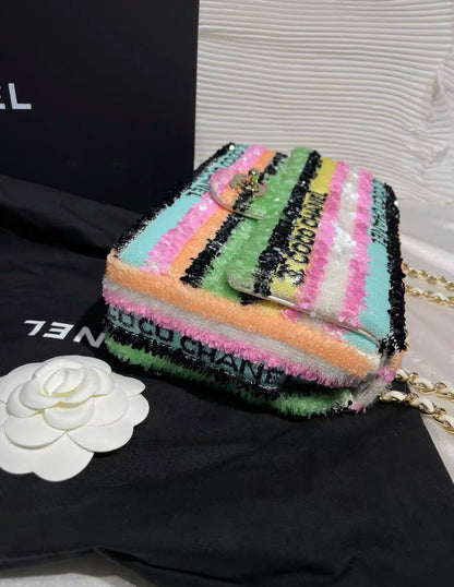 Chanel Rainbow Sequin Mini Rectangular Flap Bag