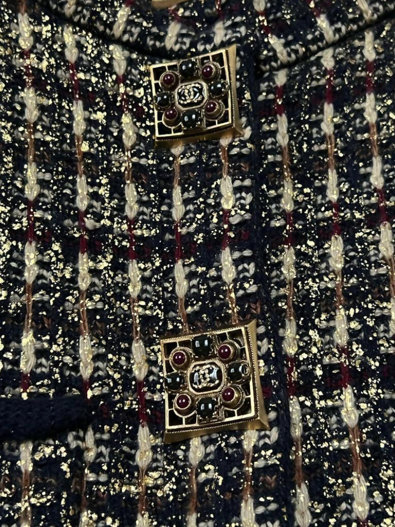 Chanel 11A Paris-Byzance Tweed Long Coat FR 44