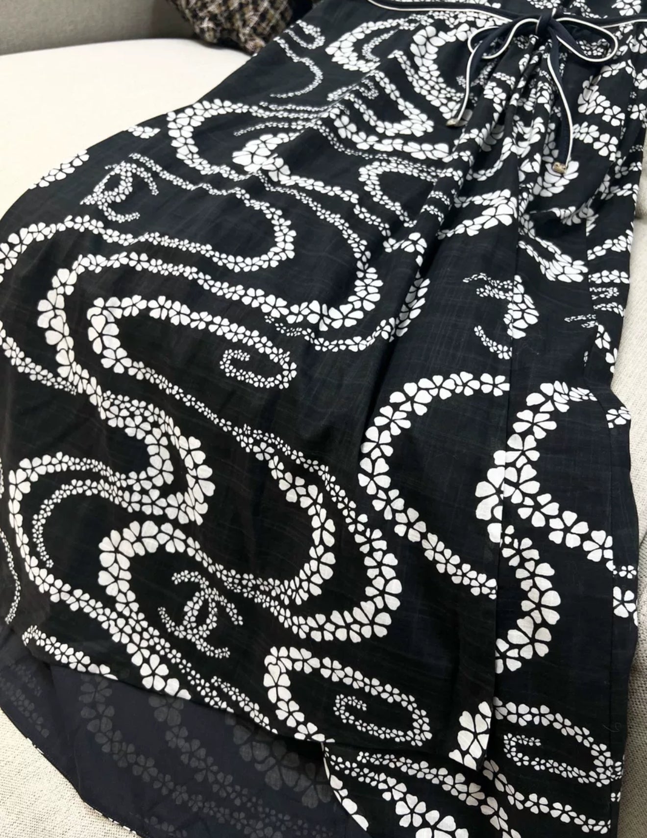 Chanel 25M black and white printed dress