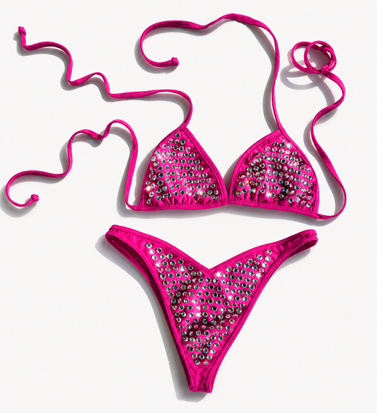 Chanel Vintage 1995 Barbie Pink Crystal Bikini | Rare Collector’s Piece | Fits 38
