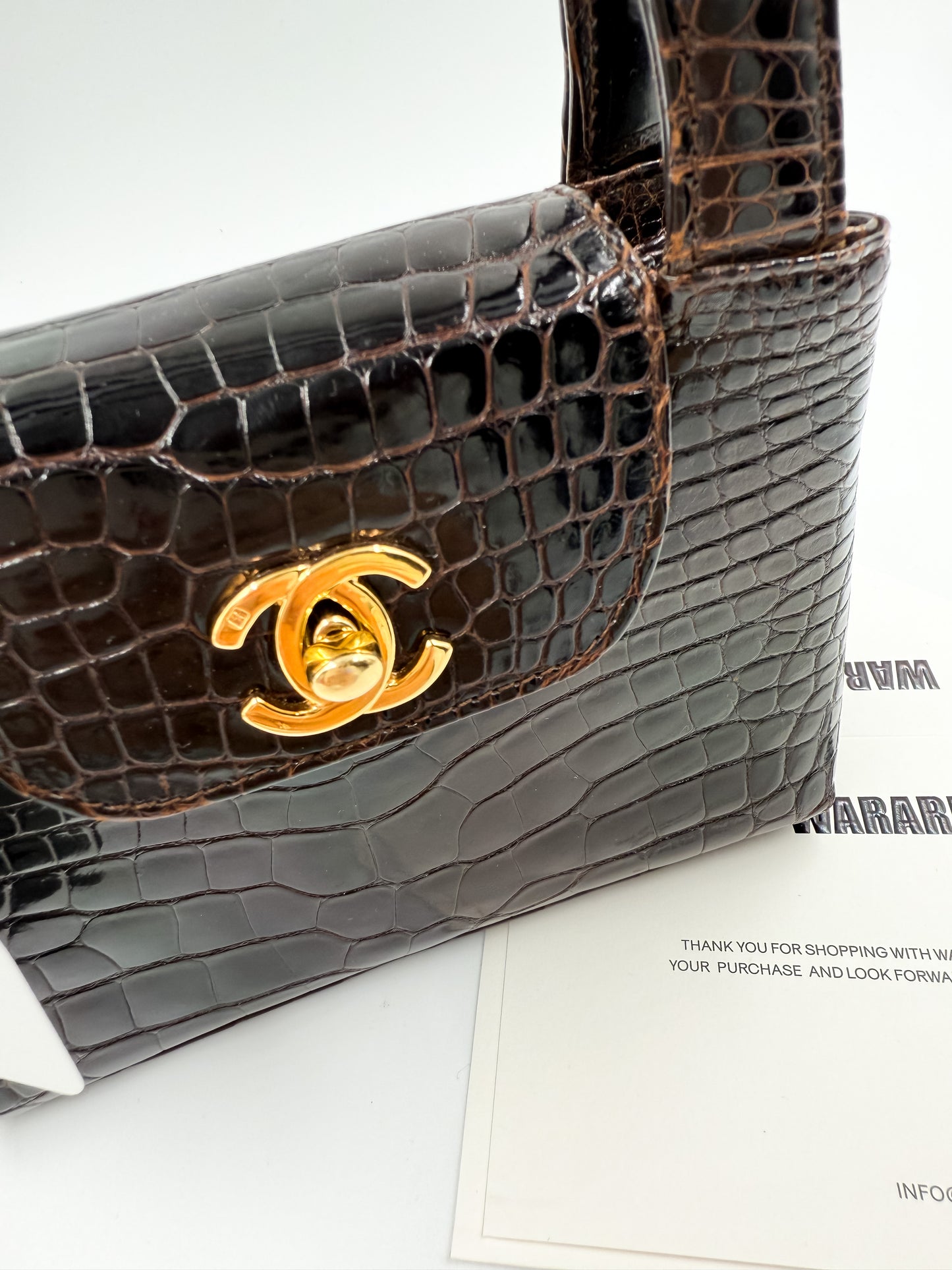 Chanel Vintage Brown Crocodile Mini Kelly — Ultra-Rare House Exotic