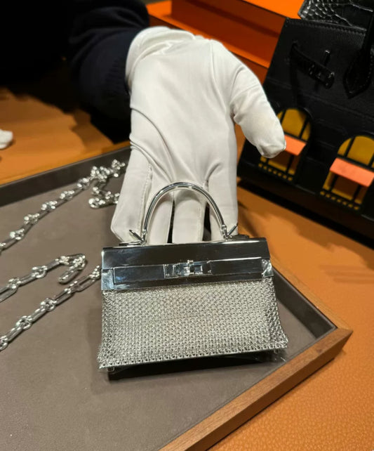 RARE HERMÈS MINI KELLY STERLING SILVER KELLYMORPHOSE SAC BIJOU D
ARGENT