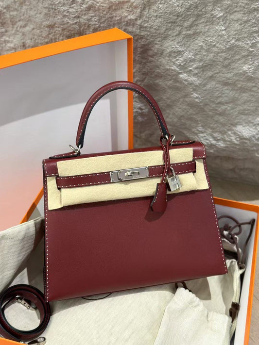 Hermès Rouge H Monsieur "Miss You" Sellier Kelly 28 Palladium Hardware