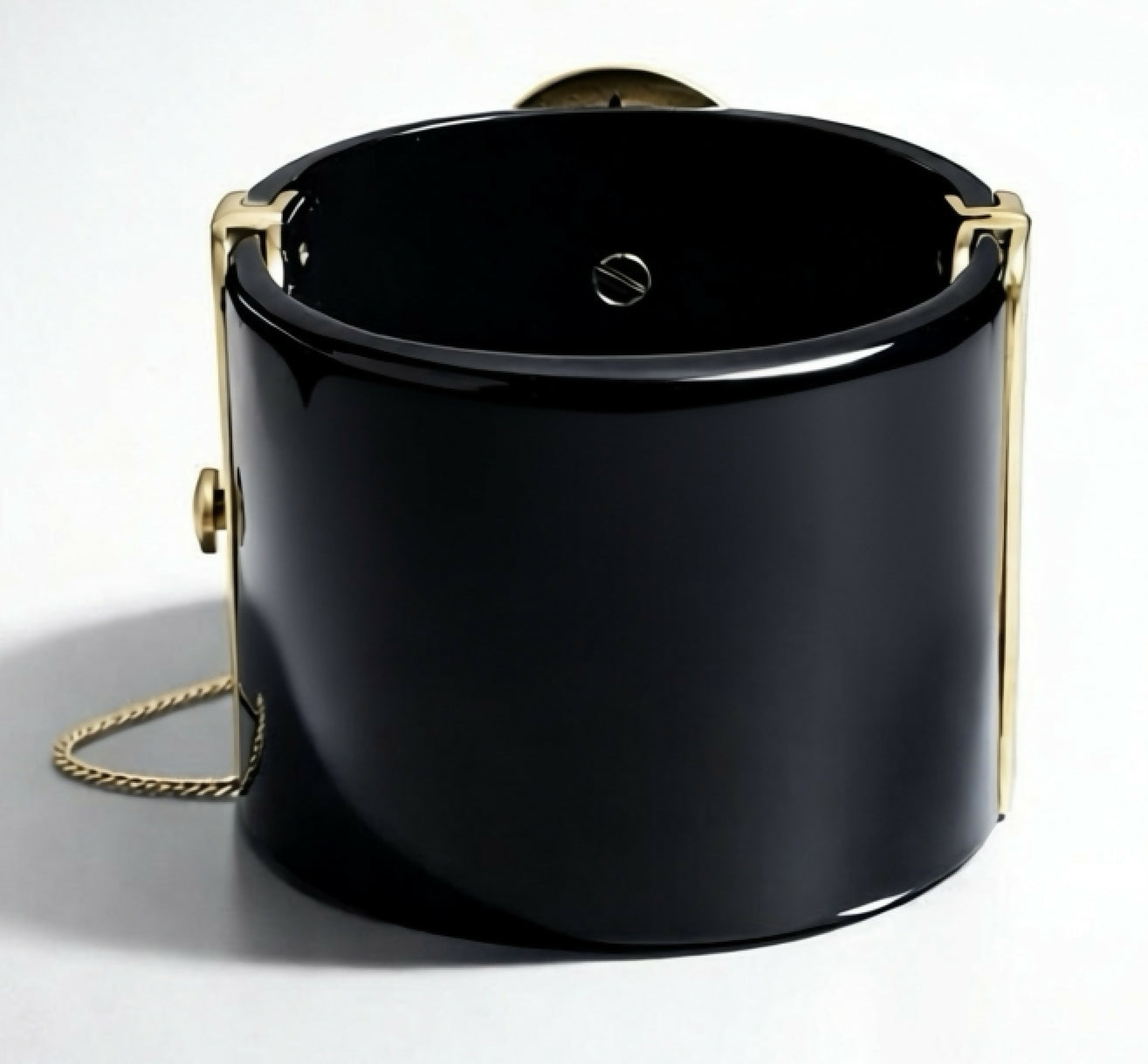 Rare Chanel 14A Paris Dallas Black Gold Wide Statement Cuff Bracelet