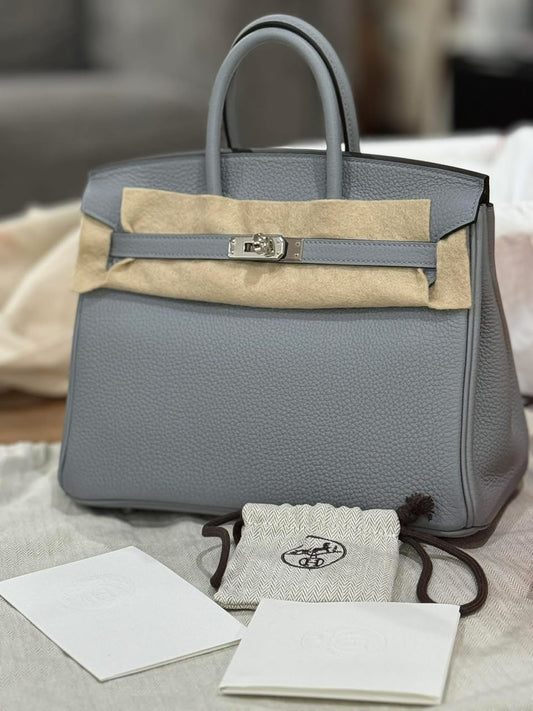 Hermes Birkin 25 Gris Pantin Togo leather palladium hardware