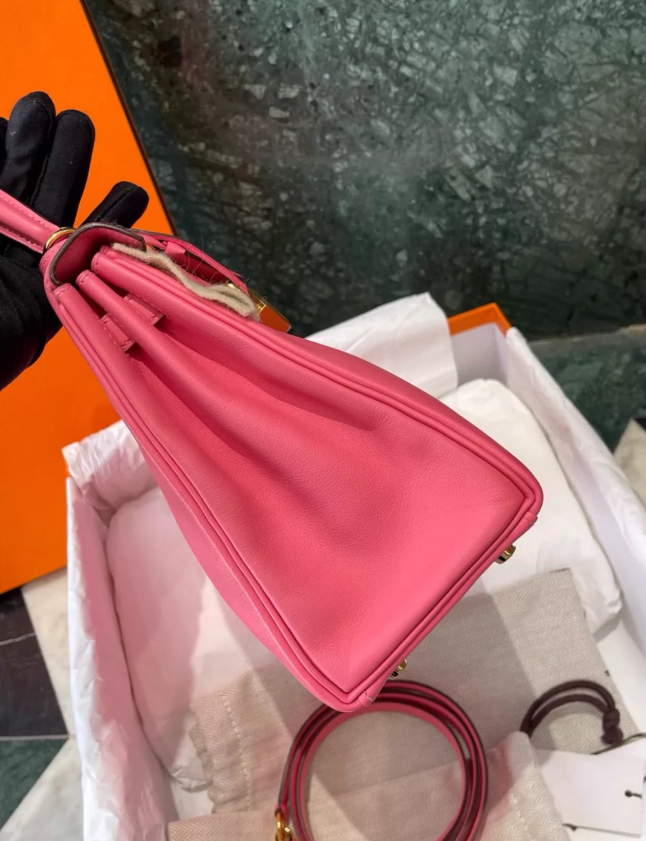 Hermes Kelly 25 Rose Lipstick Swift leather Gold Hardware