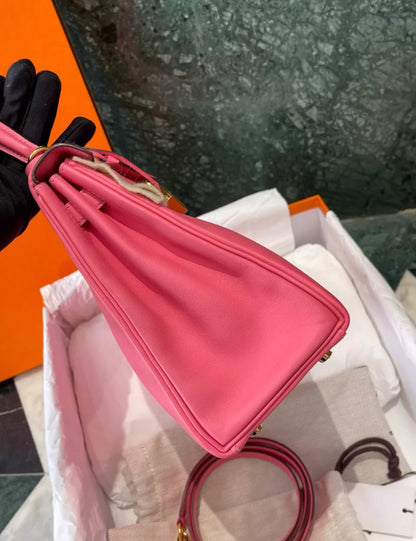 Hermes Kelly 25 Rose Lipstick Swift leather Gold Hardware