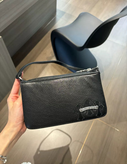 Chrome Hearts Black Leather small shoulder bag