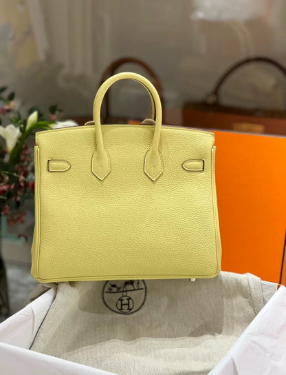 Hermes Birkin 25 Jaune Poussin Togo Leather Palladium Hardware Handbag