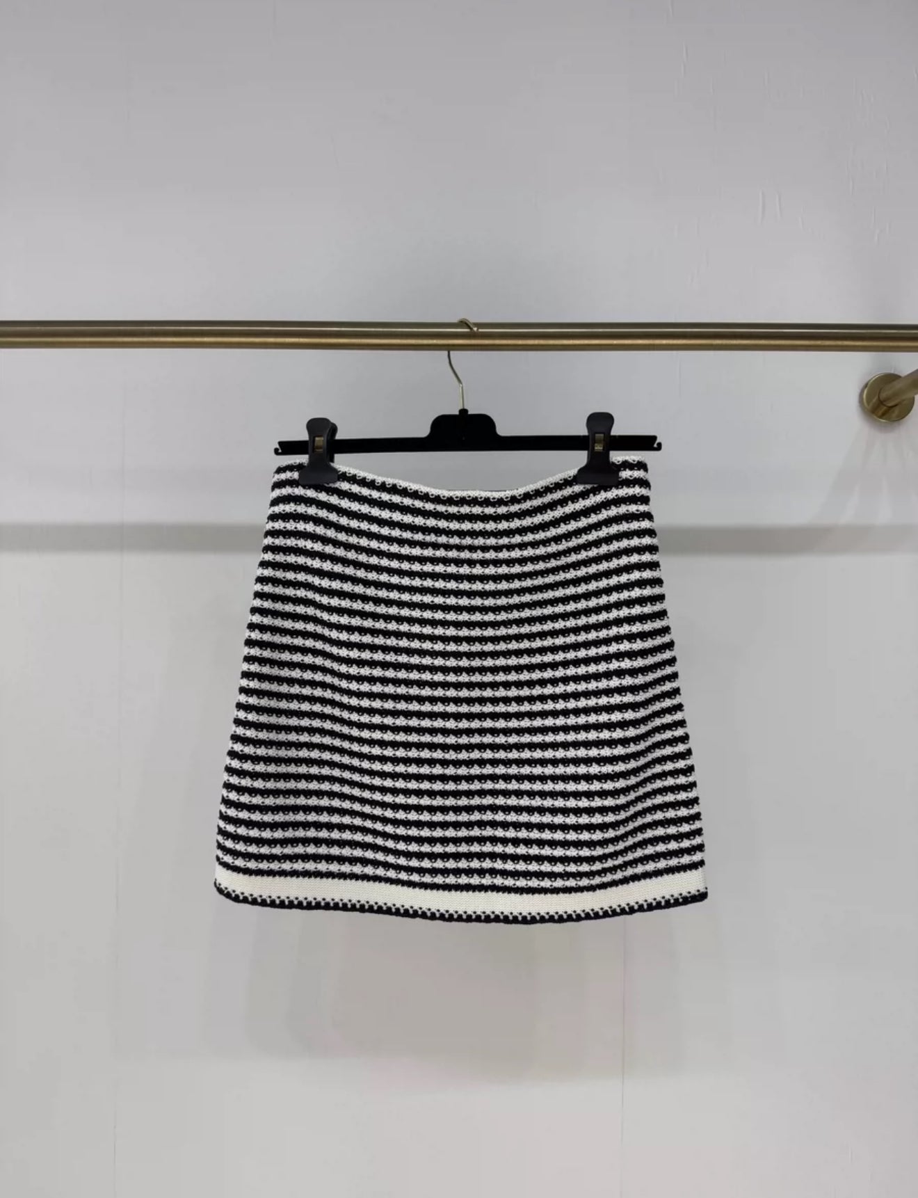 Chanel 22P Black & White striped knitted skirt