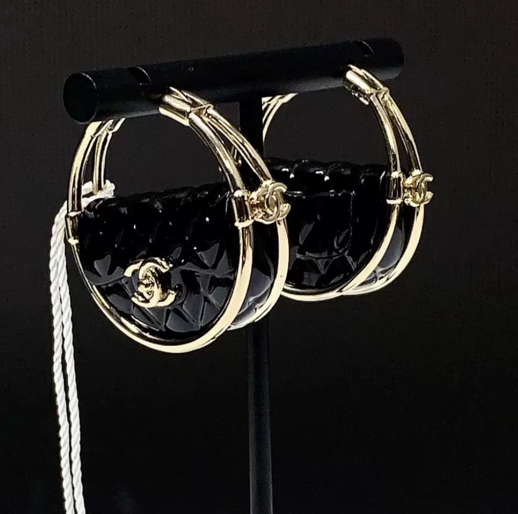 Chanel 23c hula hoop long earrings