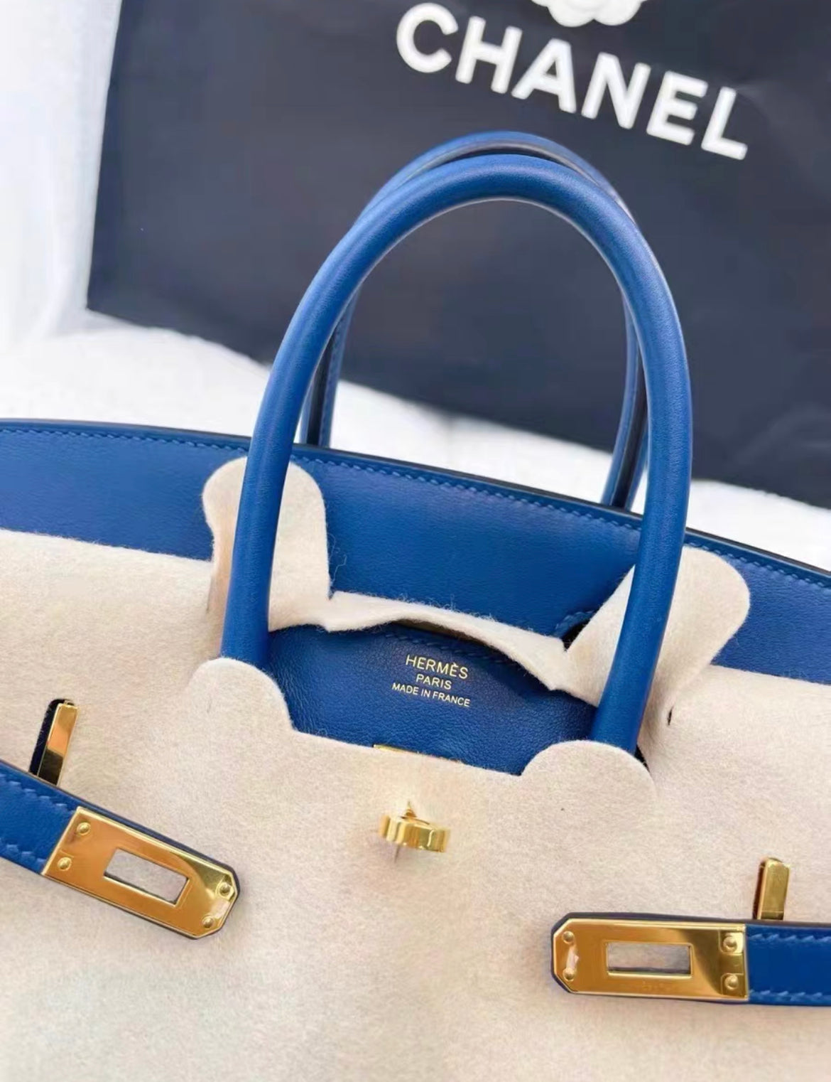 Hermes Birkin 25 Bleu Saphir Swift Gold Hardware