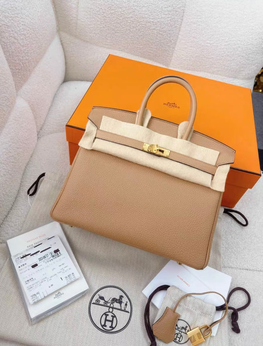 Hermès Birkin 25 Biscuit Togo Gold Hardware Stamp U