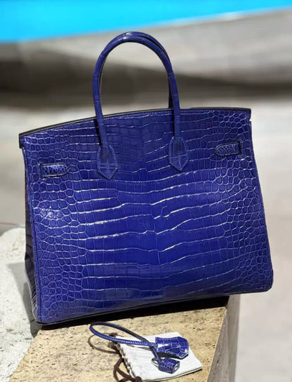 Hermès Birkin 35 Blue Electric Shiny Crocodile Leather Palladium Hardware