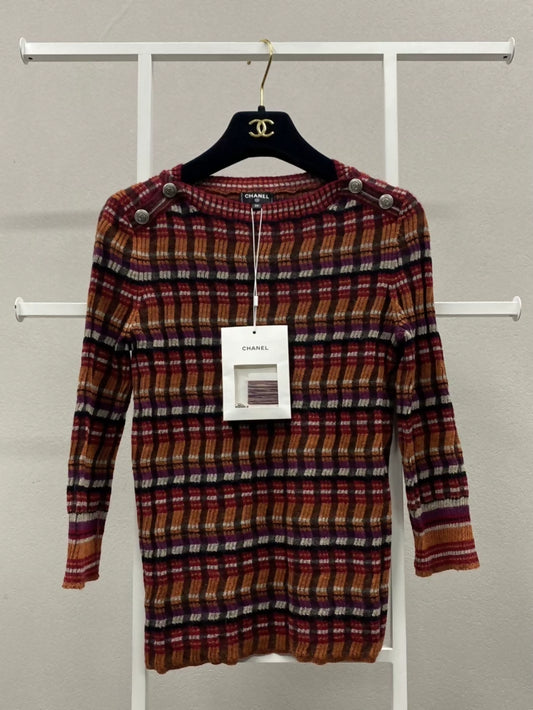 Chanel 18A striped knit sweater