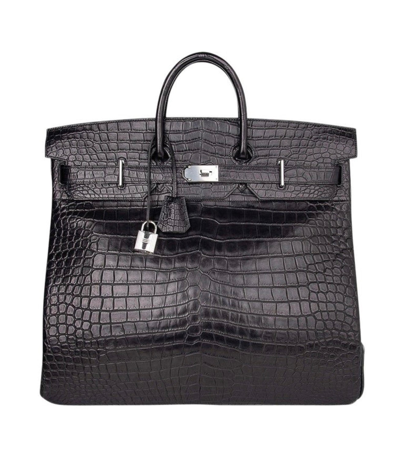 Hermes Hac 50 Birkin Black Matte Porosus Crocodile Palladium Hardware