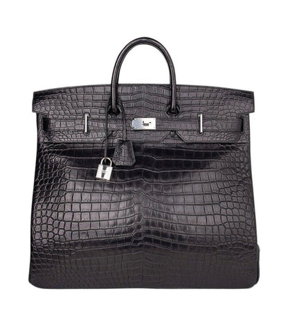 Hermes Hac 50 Birkin Black Matte Porosus Crocodile Palladium Hardware