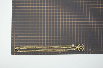 Chanel A21V Rhinestone and Metal Double-Layer Embossed Choker Necklace