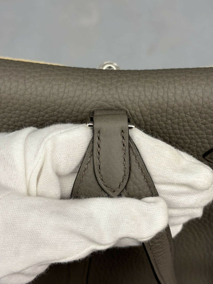 Hermès Kelly Ado Backpack Étain / Etain Clemence (TC) Leather with Palladium Hardware