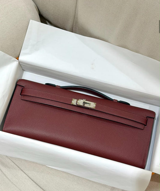 Hermes Kelly cut Rouge H Epsom Palladium Hardware