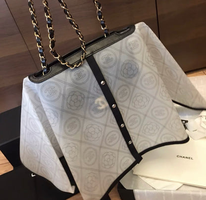 Chanel Camellia Handbag Raincoat Printed PVC –