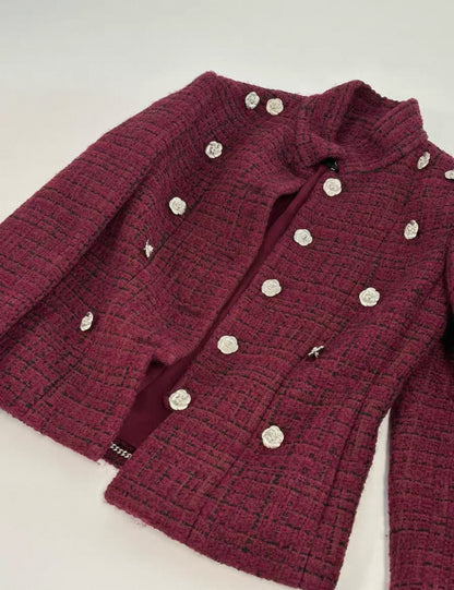 Chanel 23k Burgundy tweed Cardigan 38FR