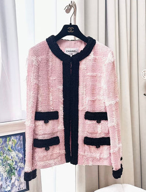 Chanel 22C Pink & Black Tweed Jacket size 36