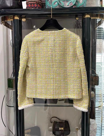 Chanel 24C Yellow Tweed Jacket size 34