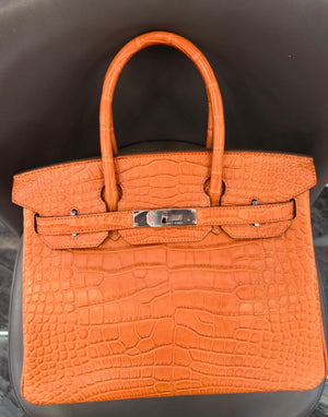 Hermes Birkin 30 Orange Matte Alligator Palladium hardware
