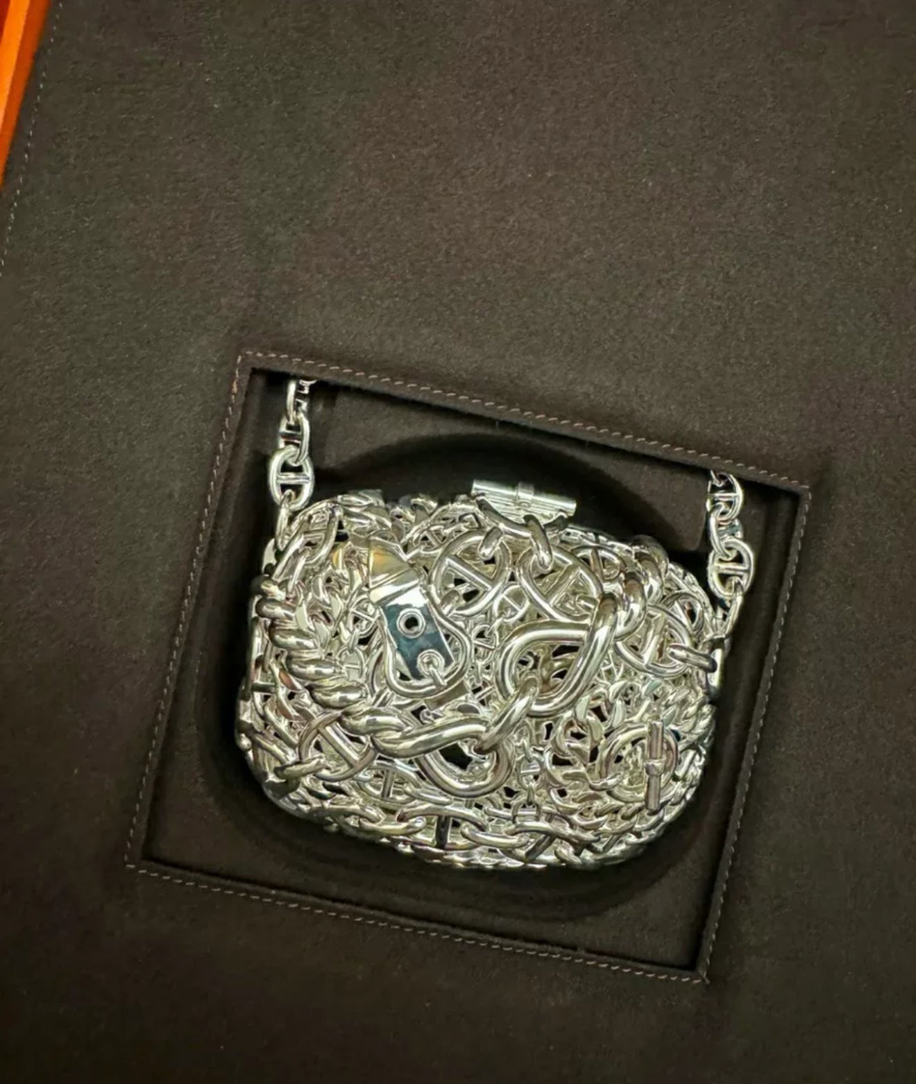 Hermès sacks Bijou 925 Shoulder bag Silver Metal Fittings Chaîne d
