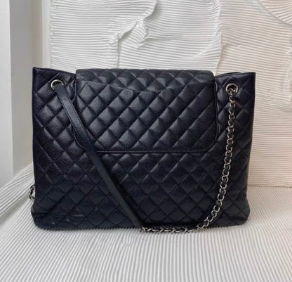 Chanel Paris-Edinburgh Black Caviar Flap Tote Bag