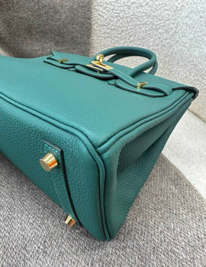 HERMES BIRKIN 25 TOGO Z6 MALACHITE GOLD HARDWARE STAMP C