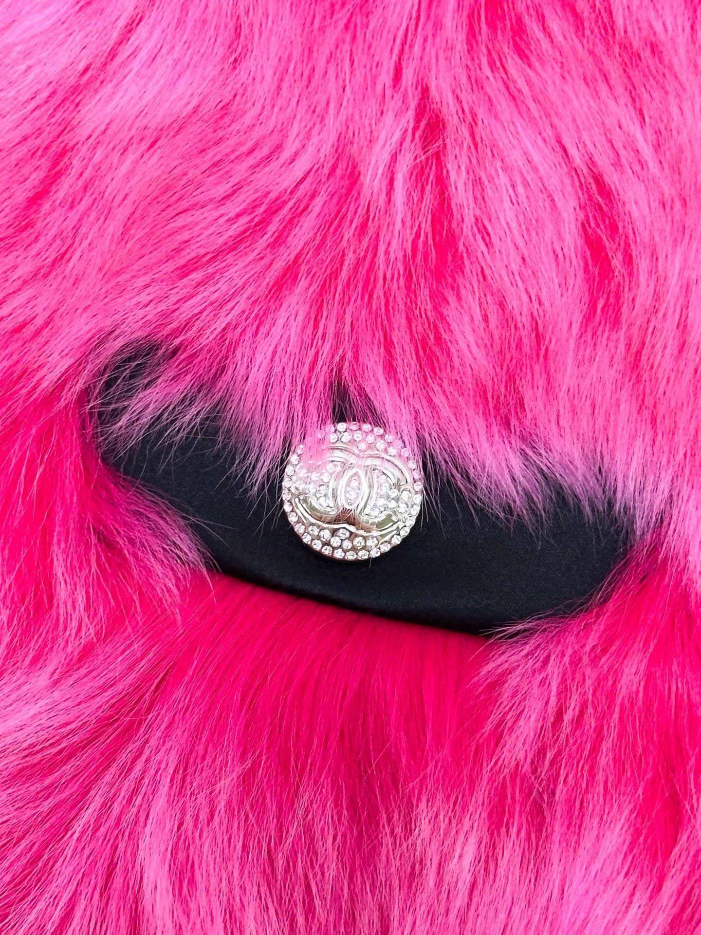 Chanel 23N fuchsia & black reversible shearling vest